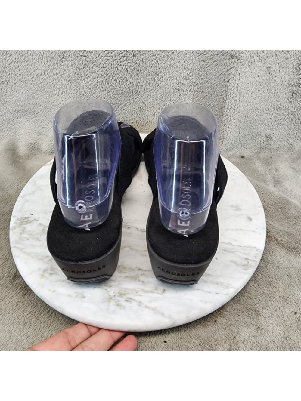 Aerosoles Shoes Womens Size 9.5 Black Fabric Slip On Sandals - Picture 5 of 11